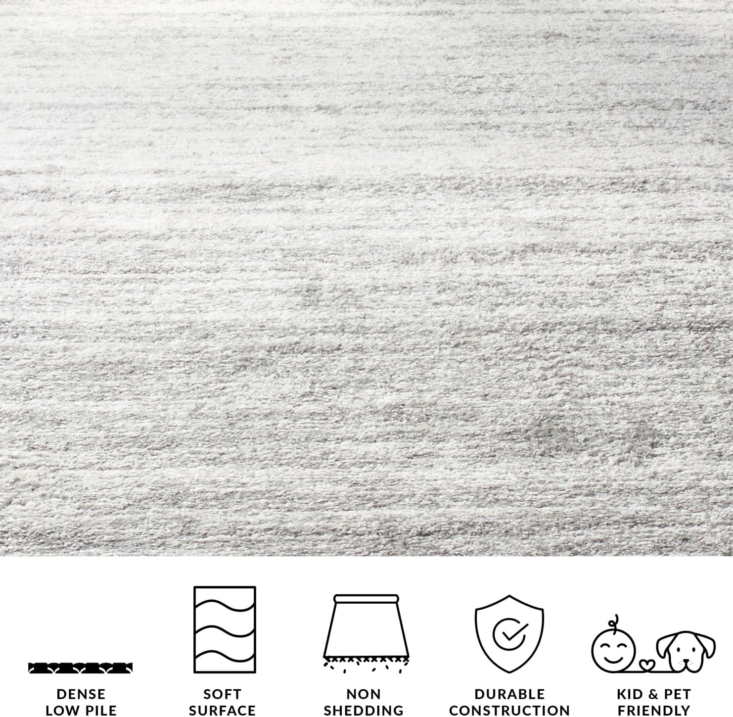 SAFAVIEH Adirondack Collection Area Rug - 3' Square, Ivory & Silver, Modern Ombre Design, Non Shedding & Easy to Clean, Ideal for Living Room, Bedroom, Office, Dining Space (ADR113B)