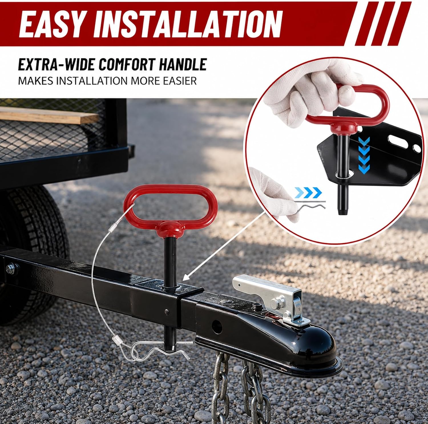 Vitog 2PCS 1/2" x 4" Trailer Hitch Pin with Rubber-Coated Handle