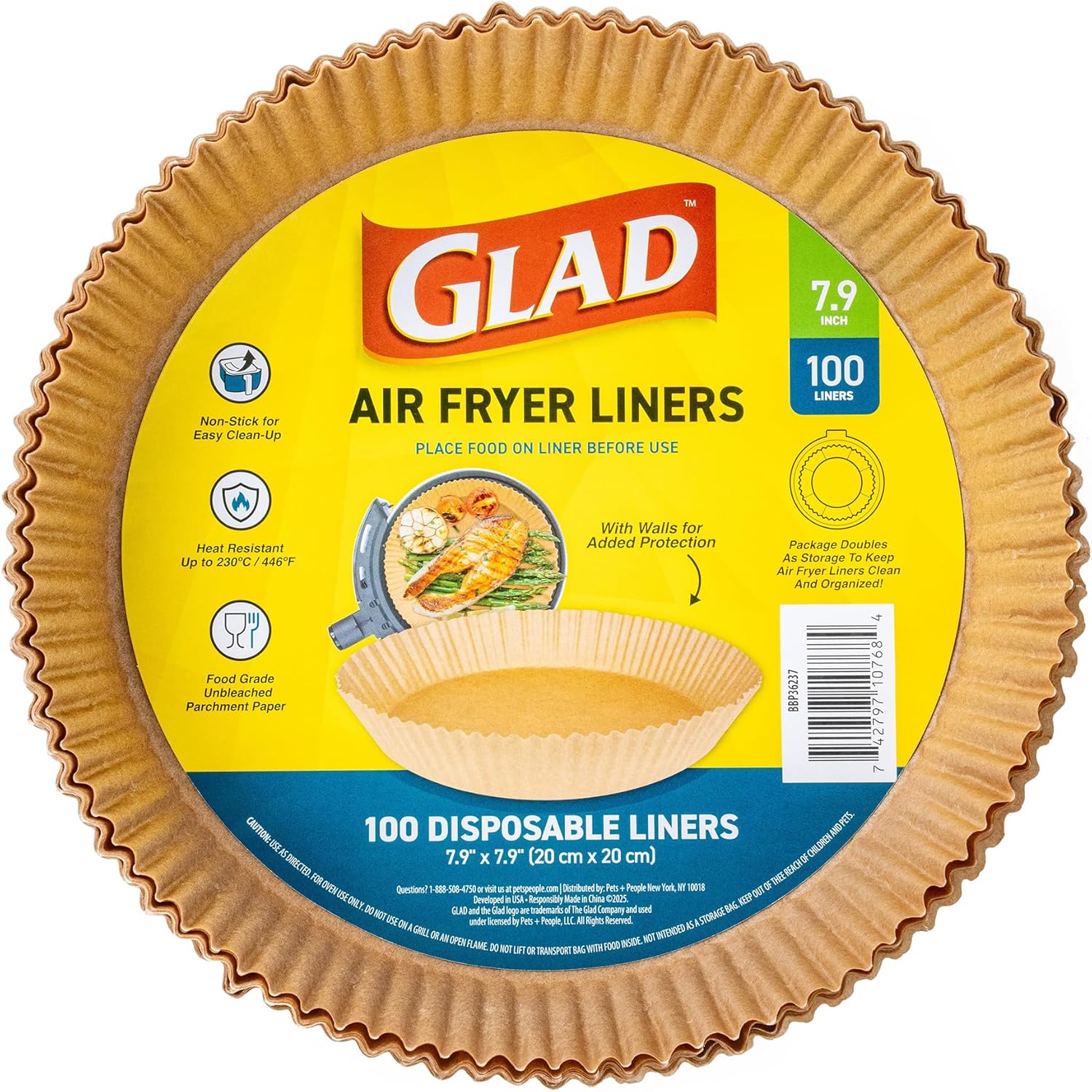 Glad Air Fryer Liners with Walls, Nonstick and Heat Resistant, Food Grade Material, Suitable for Round Air Fryers, Air Fryer Accessories, 7.9″ – 100 Count Glad Air Fryer Liners with Walls, Nonstick and Heat Resistant, Food Grade Material, Suitable for Round Air Fryers, Air Fryer Accessories, 7.9″ – 100 Count
