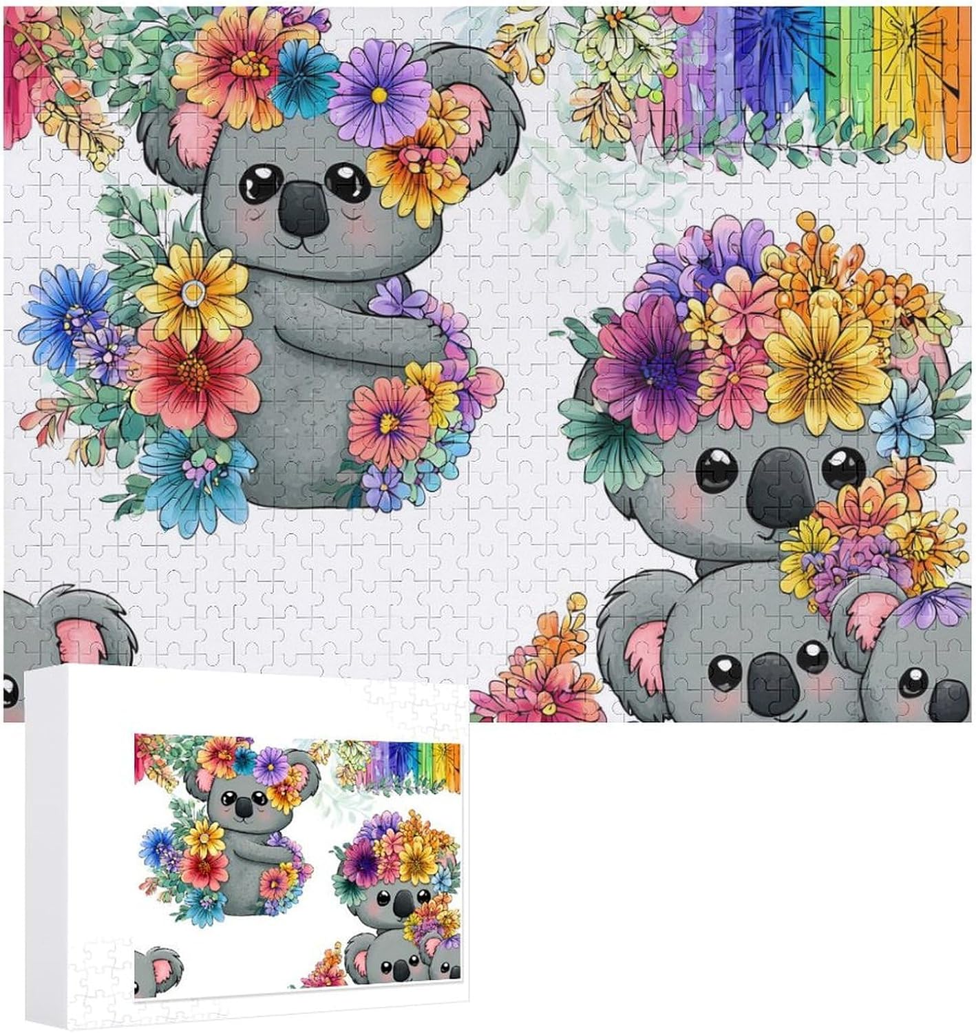 Koala Flowers Puzzles for Adults 500 PCS Wooden Jigsaw Puzzle Wall Decor Christmas