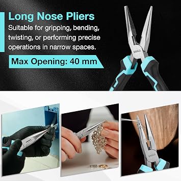 SHALL 3-Piece Pliers Set, 160mm Long Nose Pliers, 160mm Diagonal Cutter Plier, 180mm Combination Plier with Soft Grip - for DIY, Home & Mechanical Repairs