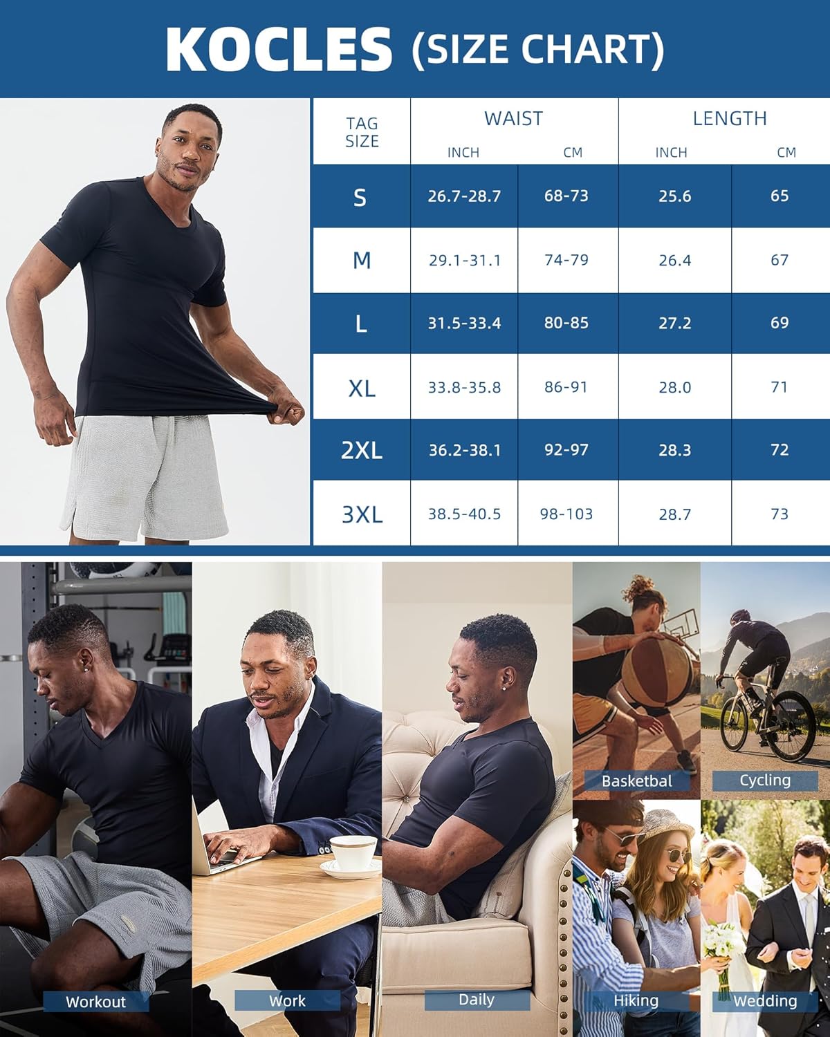 KOCLES Gynecomastia Undershirt V-Neck Chest Compression Shirt for Men Slimming Undershirt Body Shaper Shapewear - Image 6