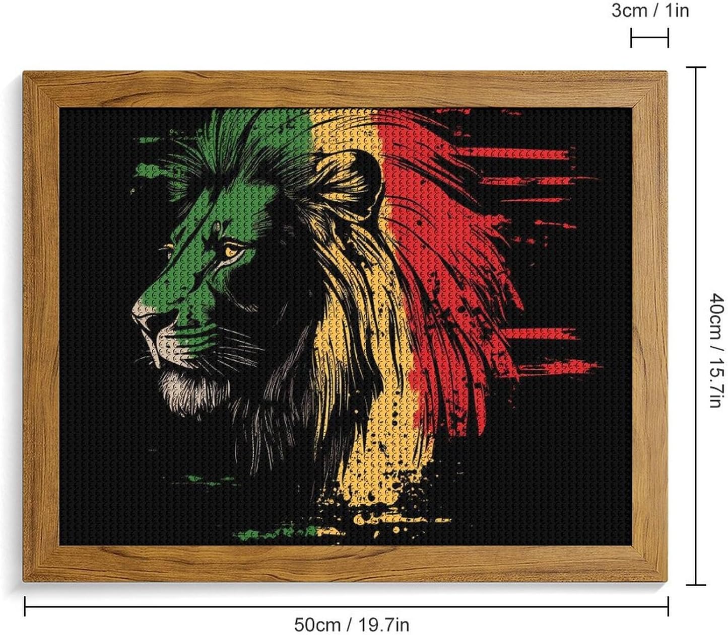 Rasta Lion Rastafari Jamaica Printed Diamond 5D Painting Kit 16x20in DIY Full Drill Craft with Tools for Home Wall Decor Gift Yellow Wood 50 * 40cm