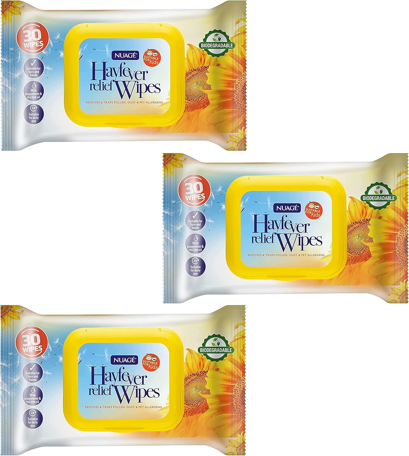 Nuage Hayfever Relief Wipes Allergy Relief Resealable Pack Suitable