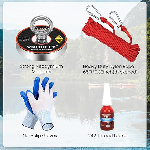 Vista 17 de Imán de neodimio de tierras raras con fuerza de tracción de 700 libras y cáncamo, diámetro de 2.95 pulgadas, magnetismo superior para rescate