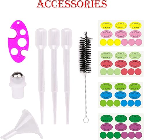 Miniatura 2 de inice Paquete de 24 botellas enrollables de 0.3 fl oz para aceites esenciales, vidrio azul cobalto, botellas de bola enrollables de acero inoxidable