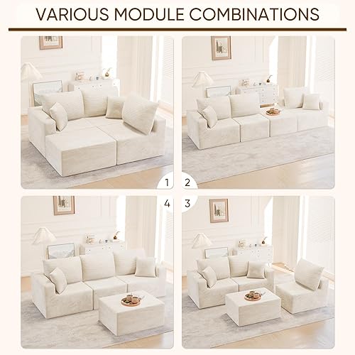 Miniatura 7 de Sofá modular de 102 pulgadas, sofá modular de 4 asientos con asiento profundo, cómoda espuma viscoelástica, sofás tapizados sin hueso para sala de