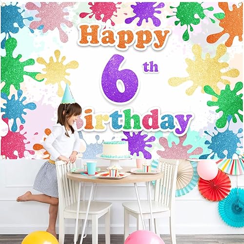 Miniatura 10 de Cartel de fondo de fiesta de cumpleaños número 10 con estampado de artistas, fiesta de cumpleaños temática de arte, pintura al óleo abstracta,