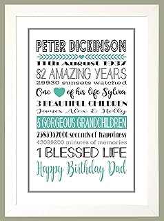 Personalised Amazing Years 1 Blessed Life Birthday Word Art Turquoise Black & Greys Print SOLD AS AN A4 PRINT ONLY OR FRAMED AS THE COMPLETE PRODUCT