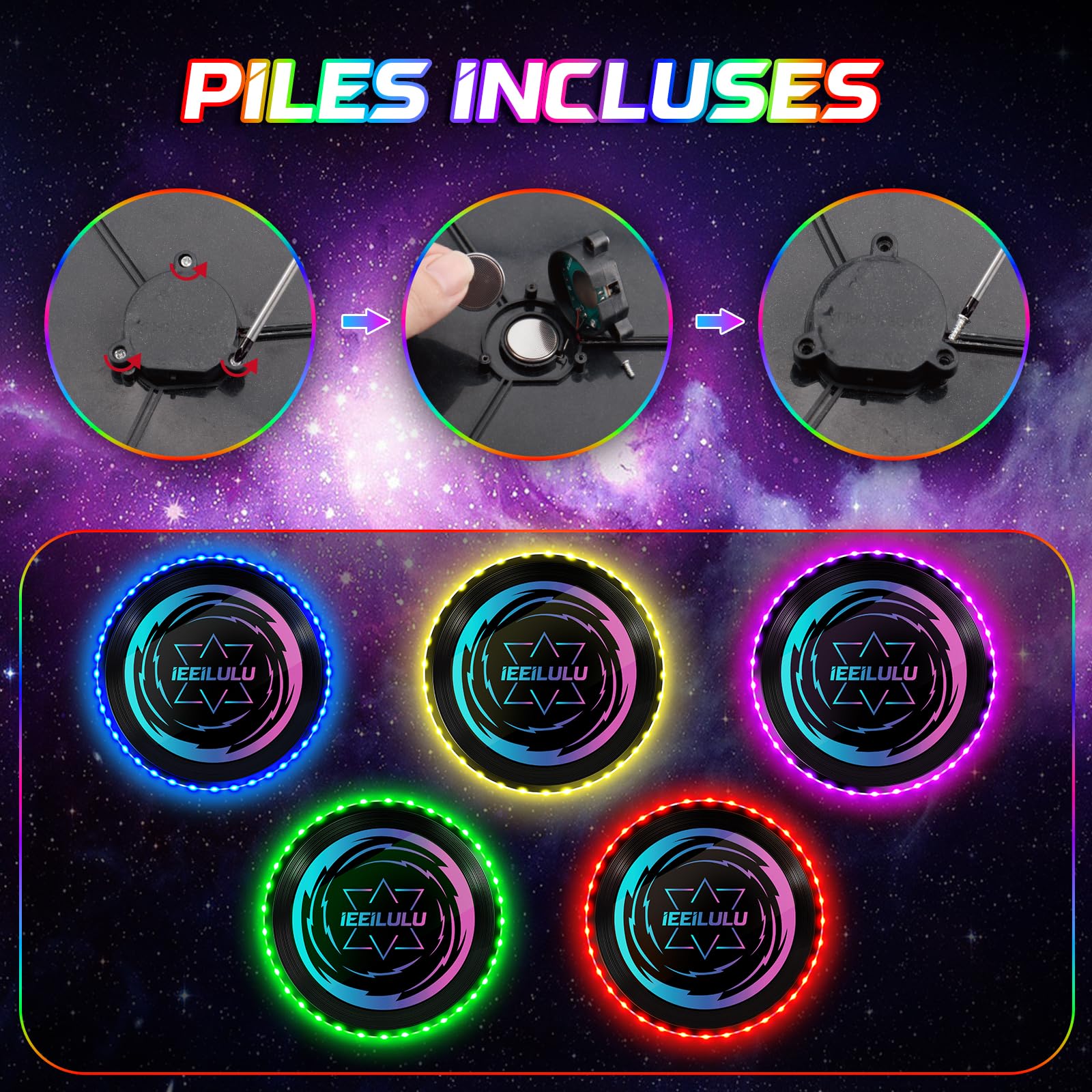 IEEILULU Disque Volant Lumineux, Ultimate Frisbee, Frisbee Lumineux avec 49 Lumières LED, Réutilisable, LED Disque Volant Compétition Funsport pour Adultes Enfants Plage Pelouse Extérieur