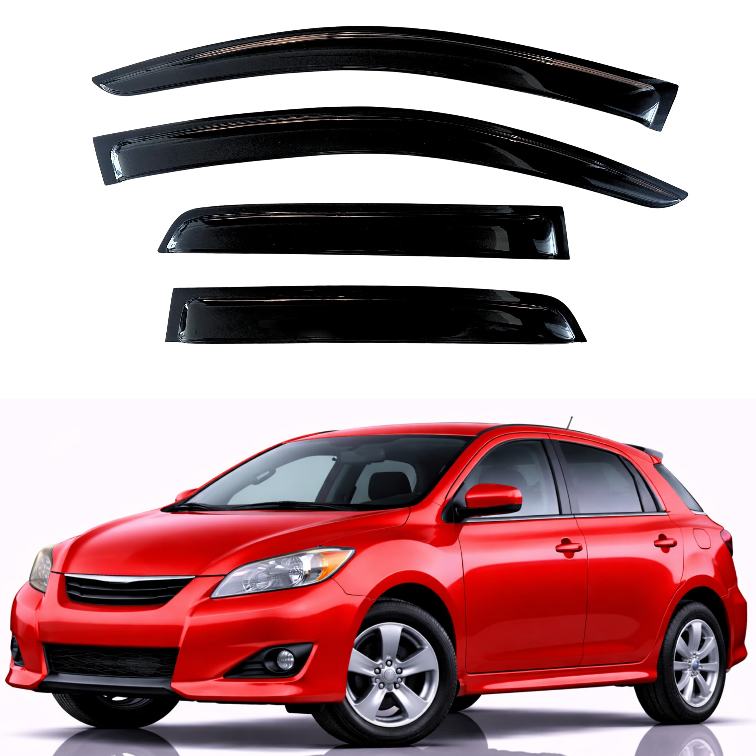 KPY Rain Guards Fit for 2009-2013 Toyota Matrix, Out-Channel Window Visors Vent Wind Deflectors 4PC, Car Accessories for 2009-2010 Pontiac Vibe