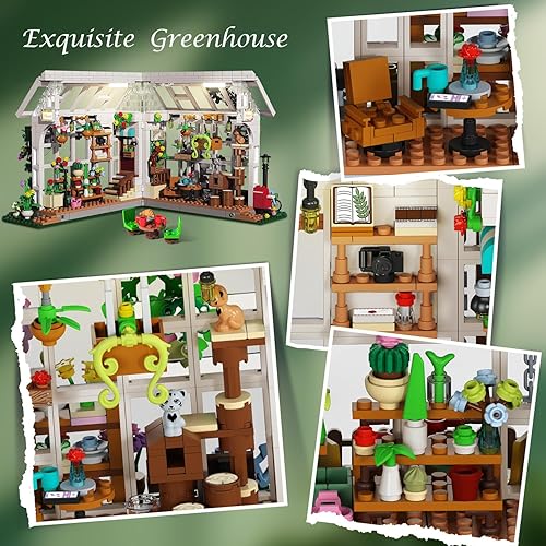 Miniatura 4 de HOGOKIDS Juego de construcción de casa de flores con luz LED, 1332 piezas de juguete de construcción de casa de jardín con flores, plantas en