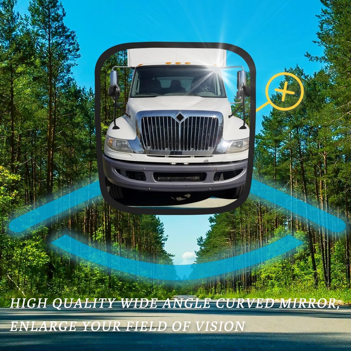 Black Hood Mirror for International Durastar 4300 Truck Passenger Right Side with Mounting Arm