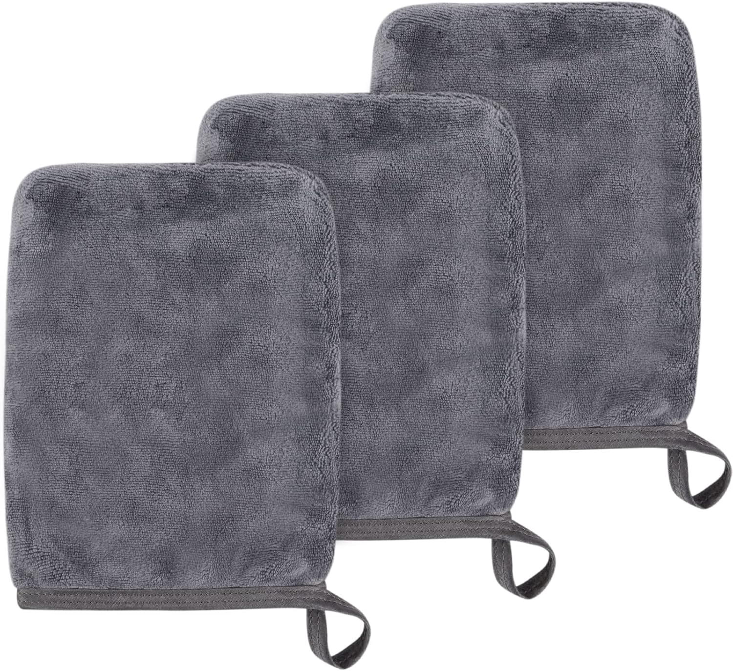 VIVOTE Microfiber gezichtsreinigingsdoekjes make-up remover doek zachte make-up handschoen, wasbaar en herbruikbare microvezel make-updoekjes, 15 x 20 cm, 3 stuks (grijs)