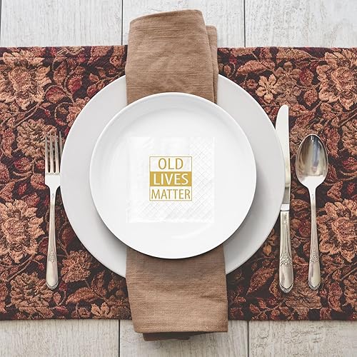 Miniatura 6 de 100 servilletas Old Lives Matter, regalos divertidos de jubilación o cumpleaños 40, 50, 60, 70, 80, decoraciones de fiesta para hombres, regalos