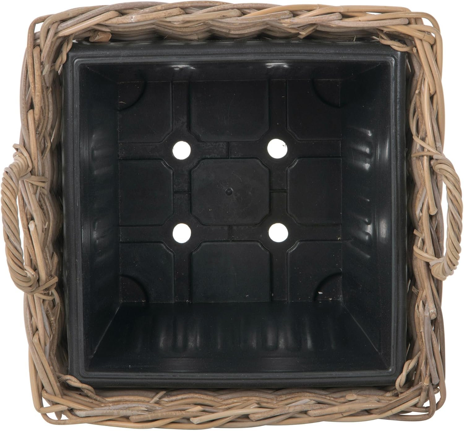 Kouboo Rectangular Rattan Planter Basket 1.25 Gallon Capacity Plastic Pot Liner with Drain Holes Included No Saucer Indoor and Outdoor Use