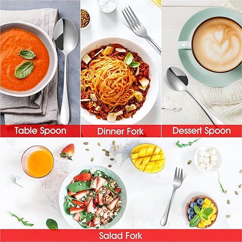 Miniatura 5 de Juego de cubiertos de arcoíris de 30 piezas con caja de regalo para 6, colorido juego de cubiertos de acero inoxidable, juego de utensilios de