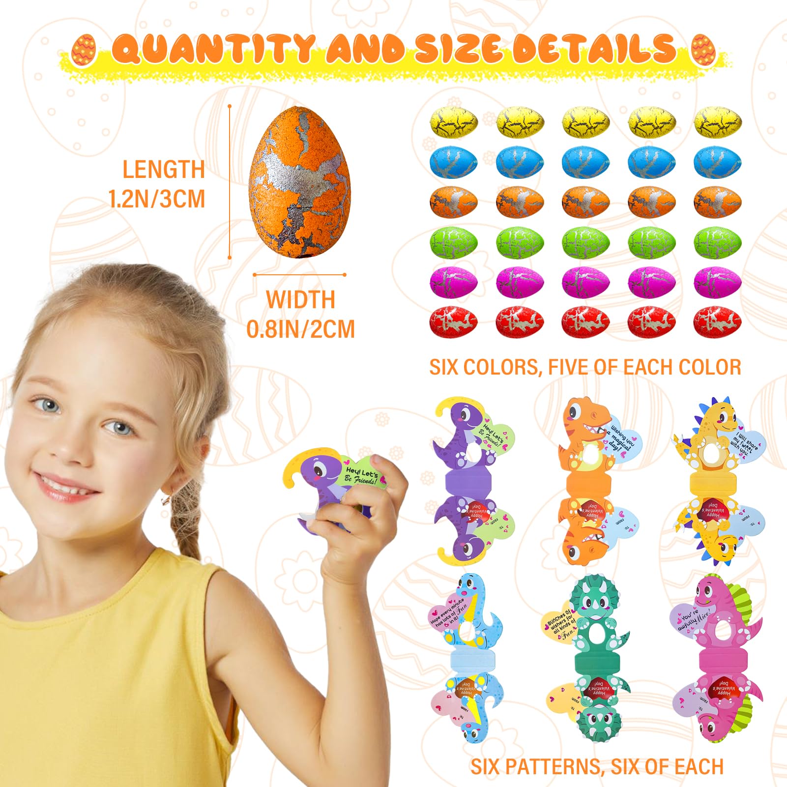 Snapklik.com : 30 Pack Hatching Dinosaur Eggs Valentines Day Cards For ...
