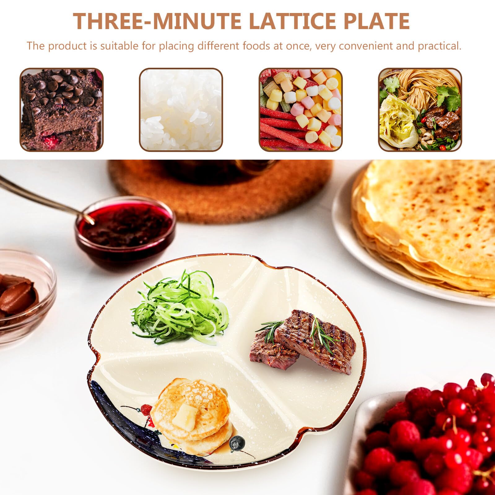 Assiette Compartimentée Céramique Plateau Divisé pour Snacks et Fruits Design Pratique et Facile à Nettoyer pour Maison et Restaurant