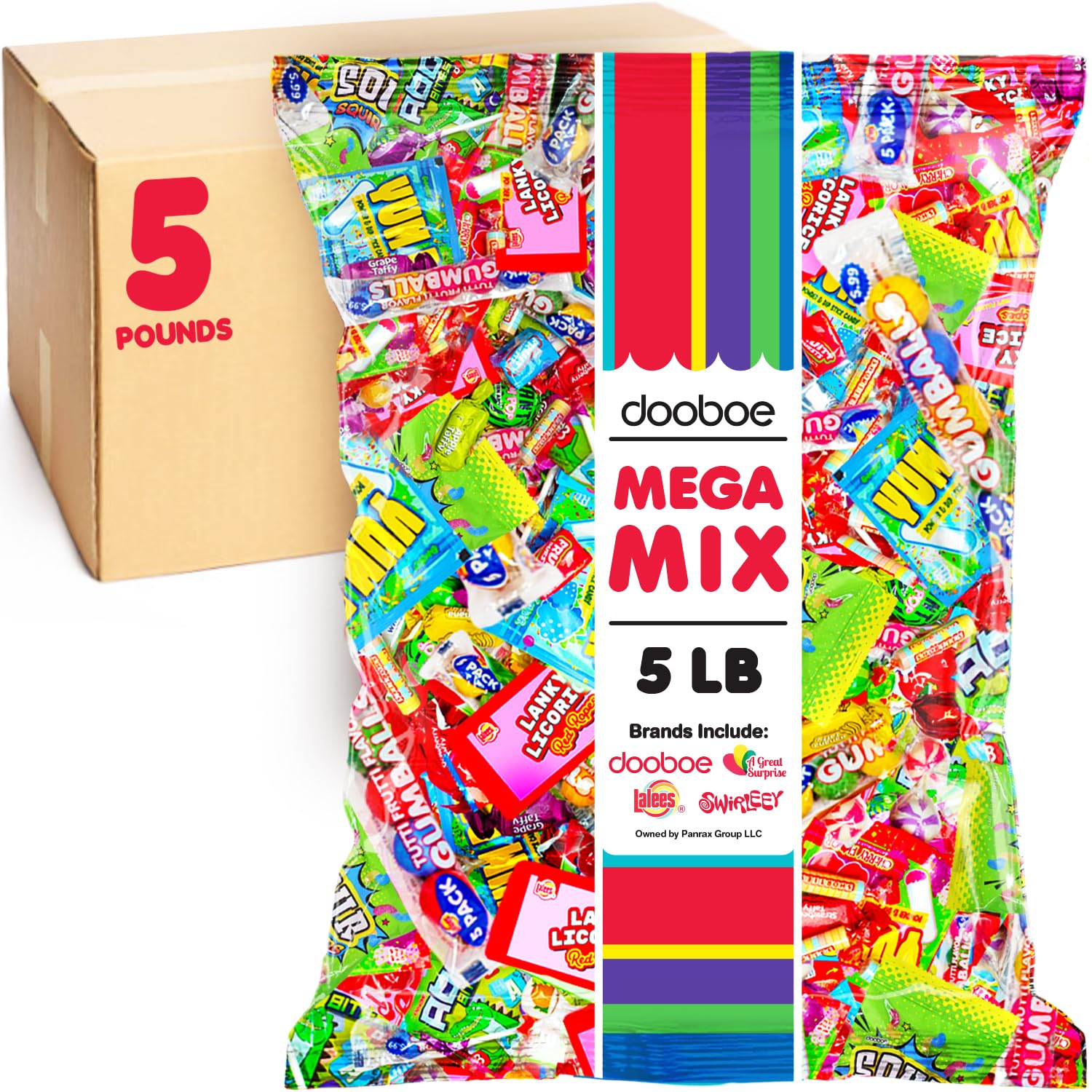 Dooboe Candy Variety Pack - 5 Pounds - Bulk Halloween Candy Assortment - Individually Wrapped Pinata Candies - Candy Mix for Parades, Birthday, Fiesta, Carnival, Office, Classroom Candy Dish