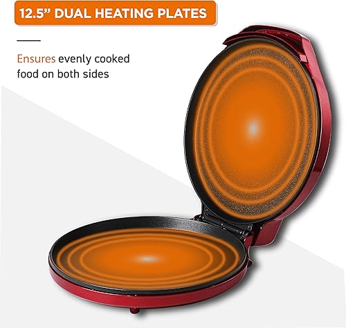 Miniatura 4 de Betty Crocker BC-4958CR Pizza Plus Comida eléctrica para hacer alimentos, 12 pulgadas, rojo