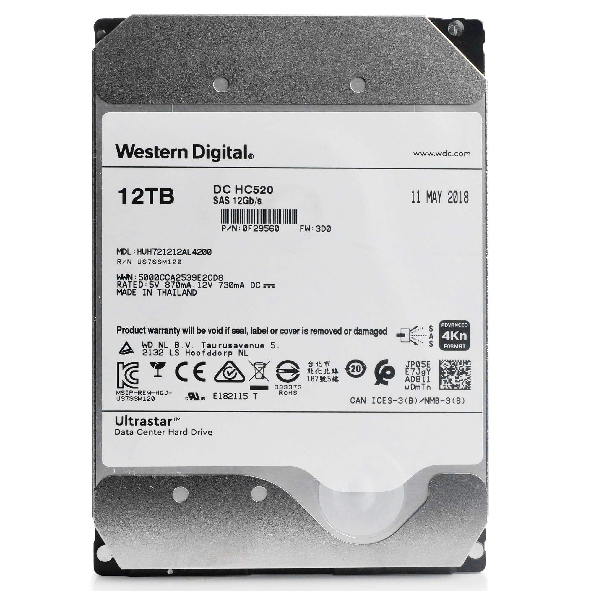 Amazon.com: HGST WD Ultrastar DC HC520 HUH721212AL4200 12TB HDD
