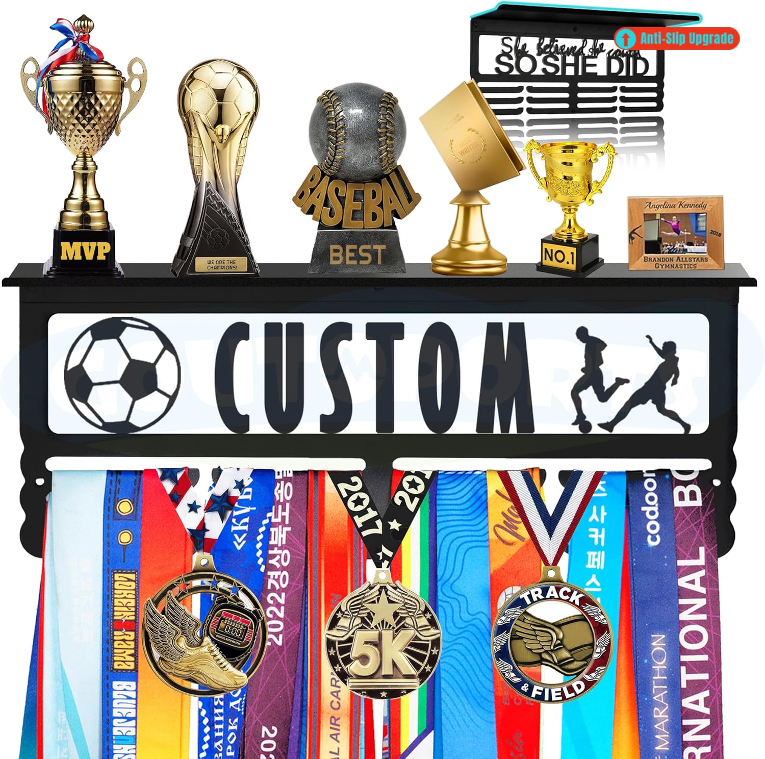 Personalized Medal Display Rack - Custom Metal Medal Hanger for Awards and Trophies | Holds Over 70+ Medals | Easy Install for Sports and Achievement Recognition
