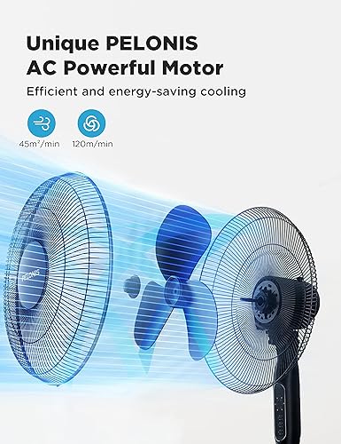 Miniatura 3 de PELONIS Control remoto de pedestal de 16 pulgadas, ventilador oscilante de pie, temporizador de 7 horas y ventilador de mesa, ventilador de mesa