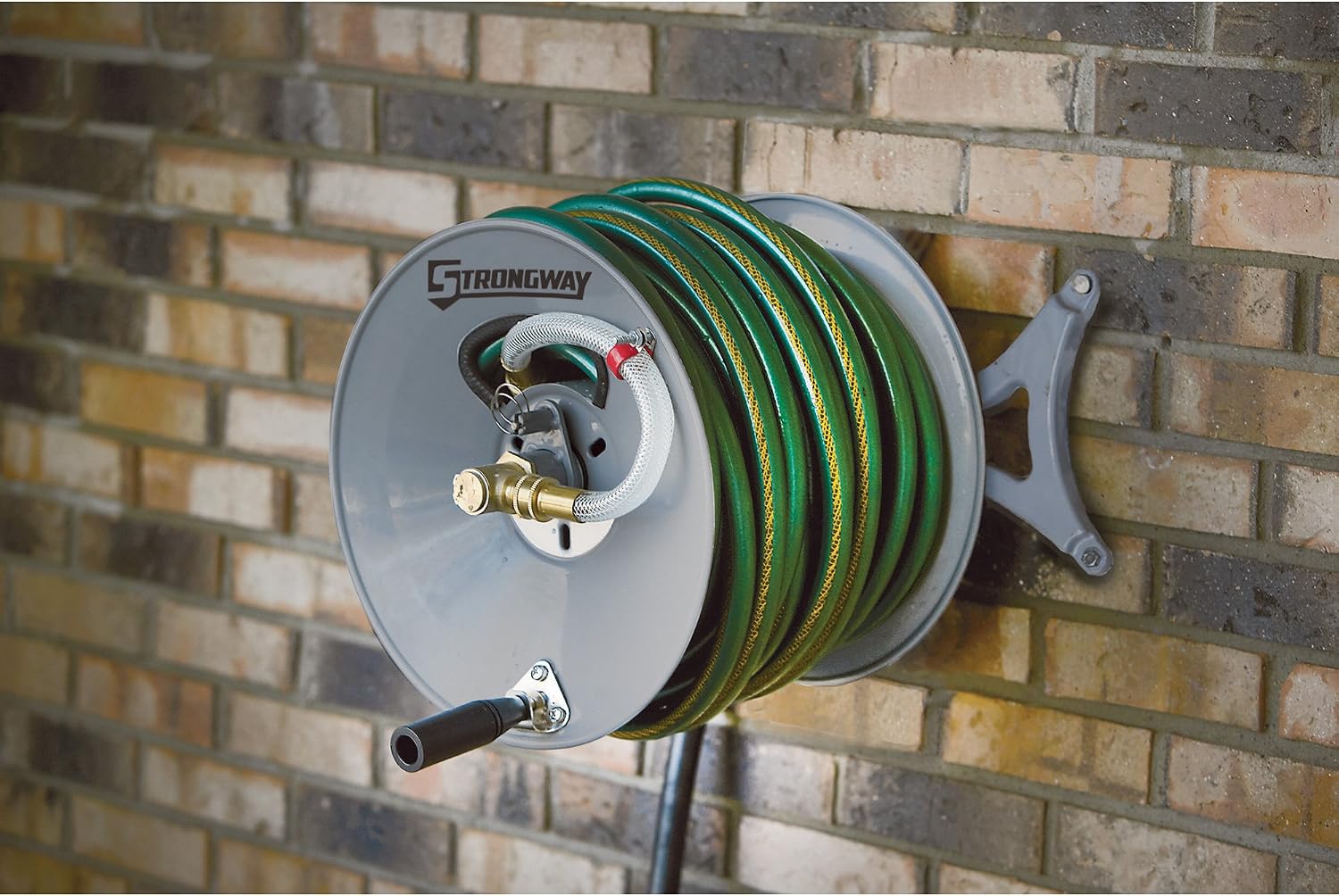 Strongway Parallel or Perpendicular Wall-Mount Garden Hose Reel - Holds 5/8in. x 150ft. Hose