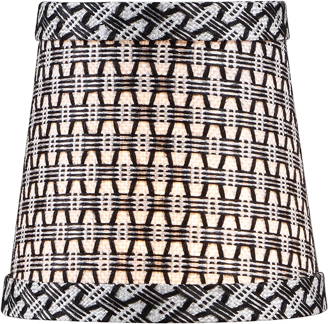Aspen Creative 51016-6, Empire Clip-On Chandelier Lamp Shade, White & Black, 3" Top X 4" Bottom X 4" Slant Height, Set of 6