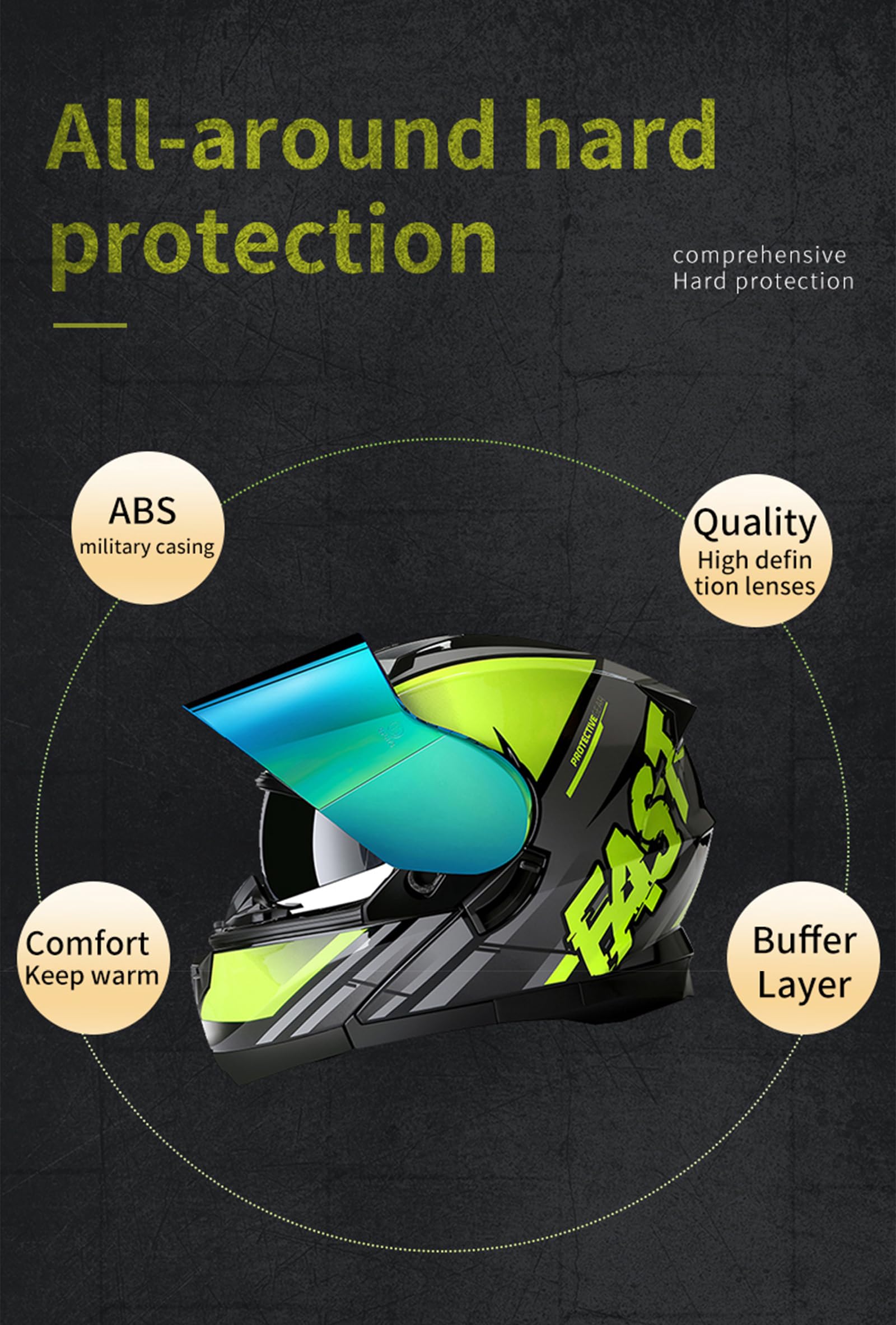 Modular Casco Moto Bluetooth Casco ECE Homologado Abatible Integrado Cascos Integrales,Doble Visera Doble Lente Sistema De Ventilación Forro Extraíble para Mujeres Y Hombres Adultos