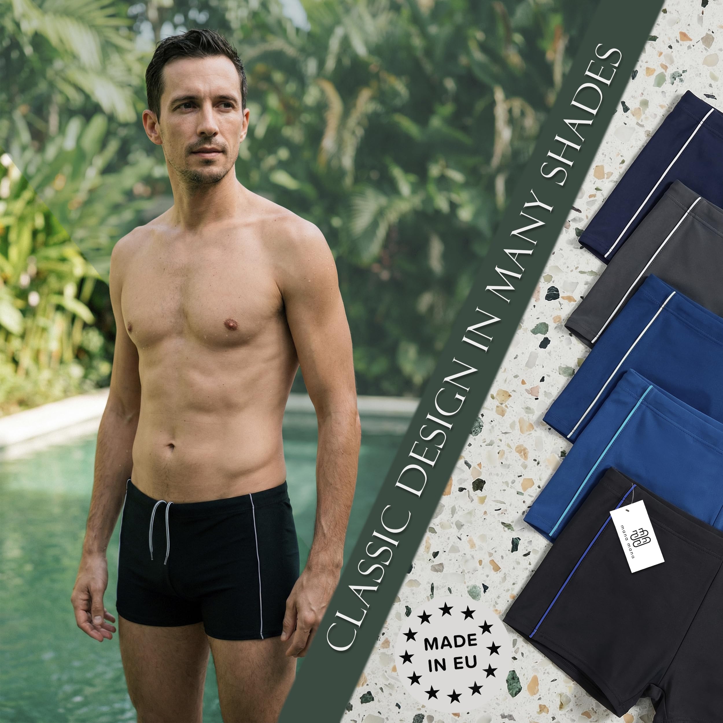 MANA MANA Bañador Hombre Bañador Piscina Hombre Secado Rápido Cintura Elástica con Cordón Ajustable Bañador Hombre para Natación Playa Vacaciones Tallas Grandes