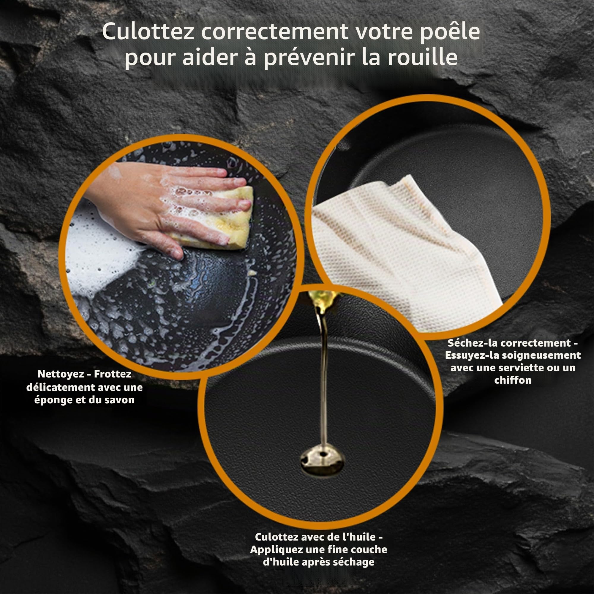 KICHLY Poêle en fonte pré-assaisonnée - Poêle à frire - ustensile de cuisson sûr pour l'intérieur et l'extérieur - Poêle en fonte de 12 pouces (30,5 cm)