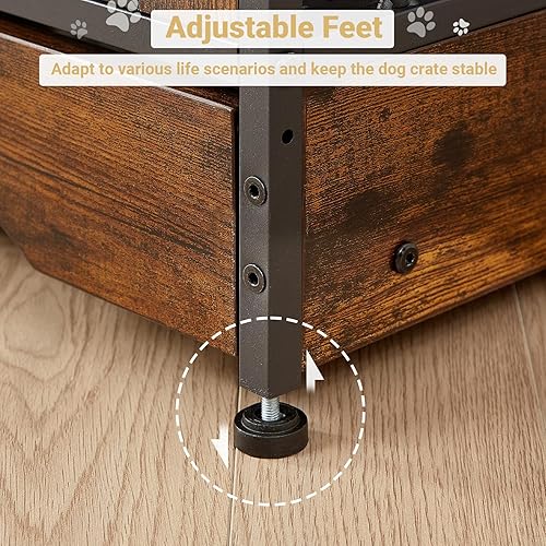 Vista 6 de Rovibek Mueble doble para perros de 75 pulgadas para 2 perros grandes, estilo muebles resistentes, estilo perrera, jaulas de madera para perros