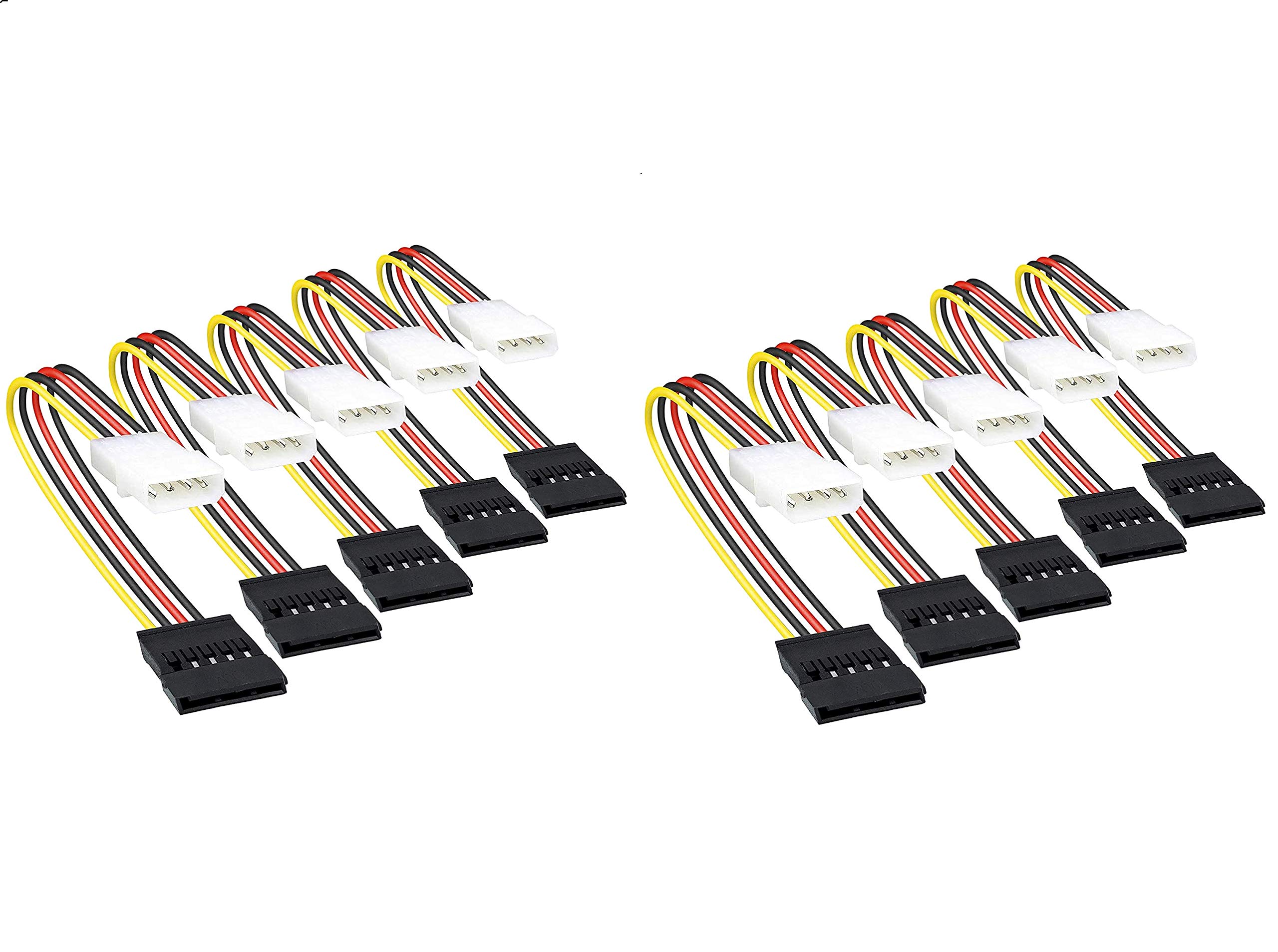 LipiWorld® Molex to SATA Cable, 15 Pin SATA to 4 Pin Molex Power Adapter Cable Cord for SATA Hard Drives and CD ROM (Pack-10)