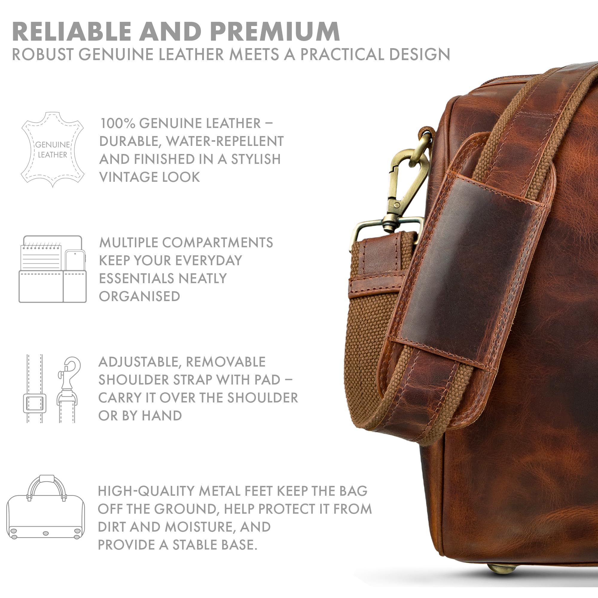 ROYALZ Palermo Premium Weekender męska, skórzana mała, do zawieszenia – mała torba podróżna, bagaż podręczny, rozmiar na krótkie wycieczki, do pracy, w podróży i z prawdziwej skóry, kolor: czarny