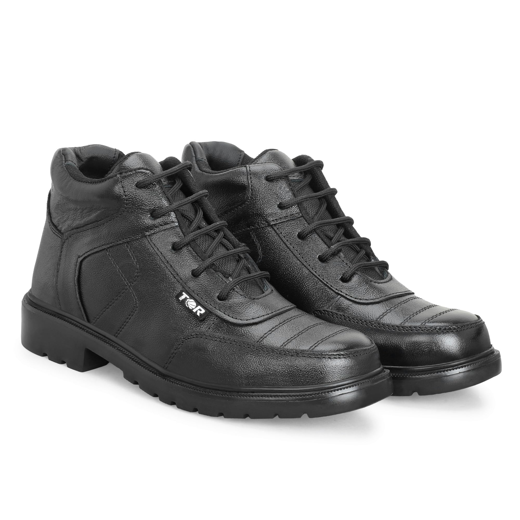 TOR® Phylon Sole Safety Boot Shoes for Men's| Stylish Look| Genuine Leather with Non Slip Outsole & Fibre Toe| Comfortable and Waterproof| Weight 600 gram| Boot Shoes Black and Brown (1085 Fiber Black, UK Footwear Size System, Adult, Men, Numeric, Medium, 6)-image-44
