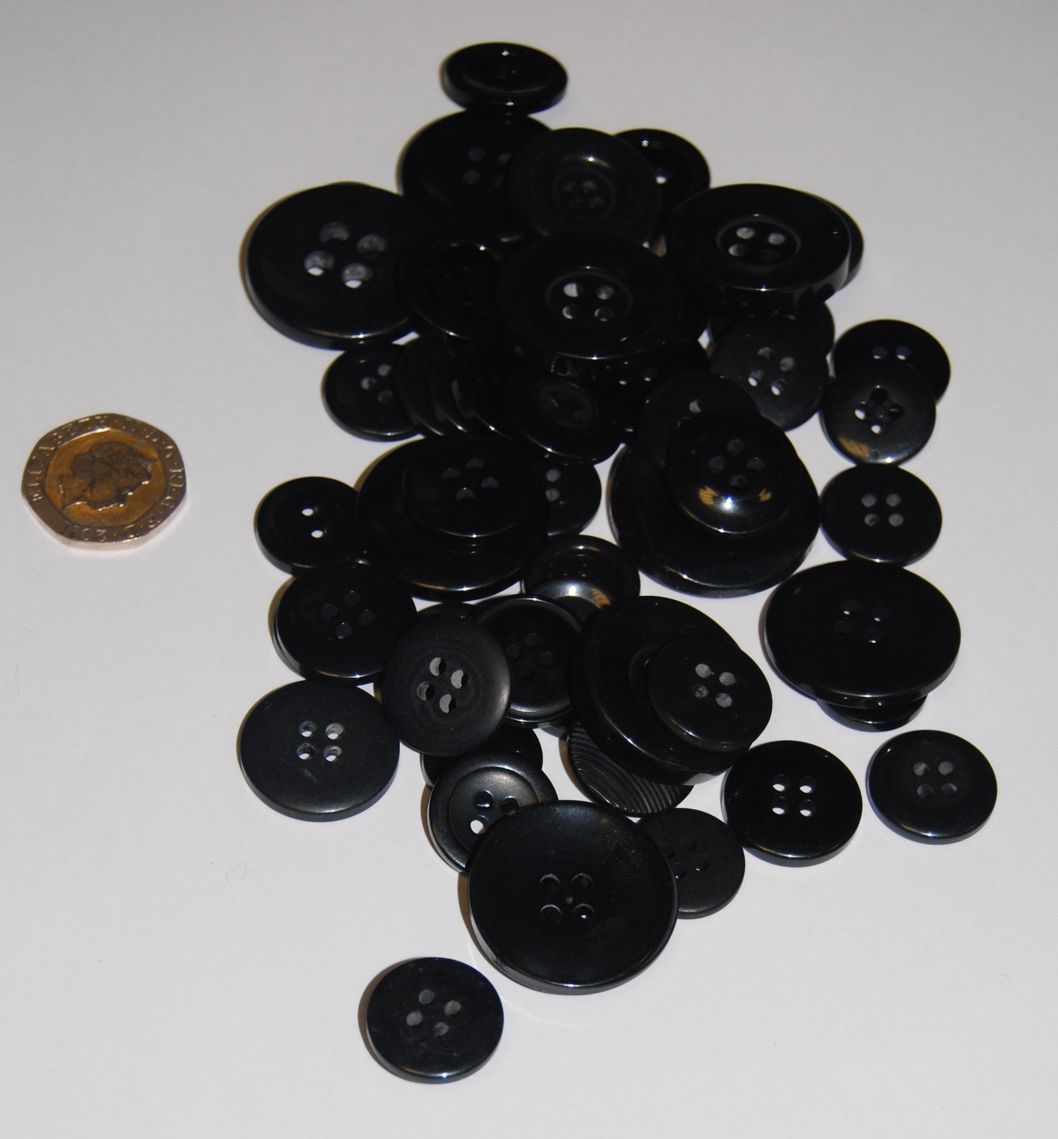 Celloexpress Black Buttons - Mixed Sizes Of Plain Buttons For Sewing Crafting Scrapbooks Art (Pack Of 50G)