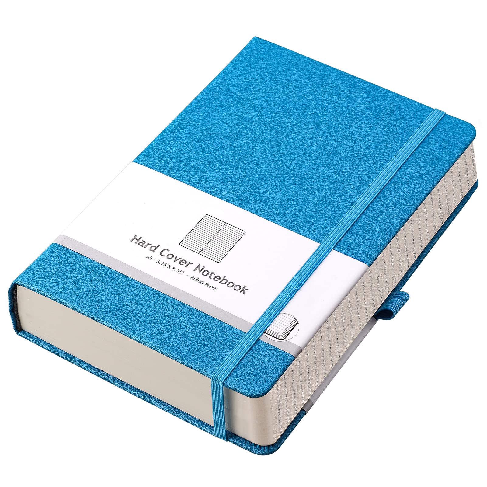 AHGXG Thick Journal Lined Notebook - 320 Numbered Pages A5 Notebook College Ruled Journal for Writing, 100gsm Lined Paper, Leather Hardcover, for Women Men Work Office School, 5.75'' X 8.38''-Blue