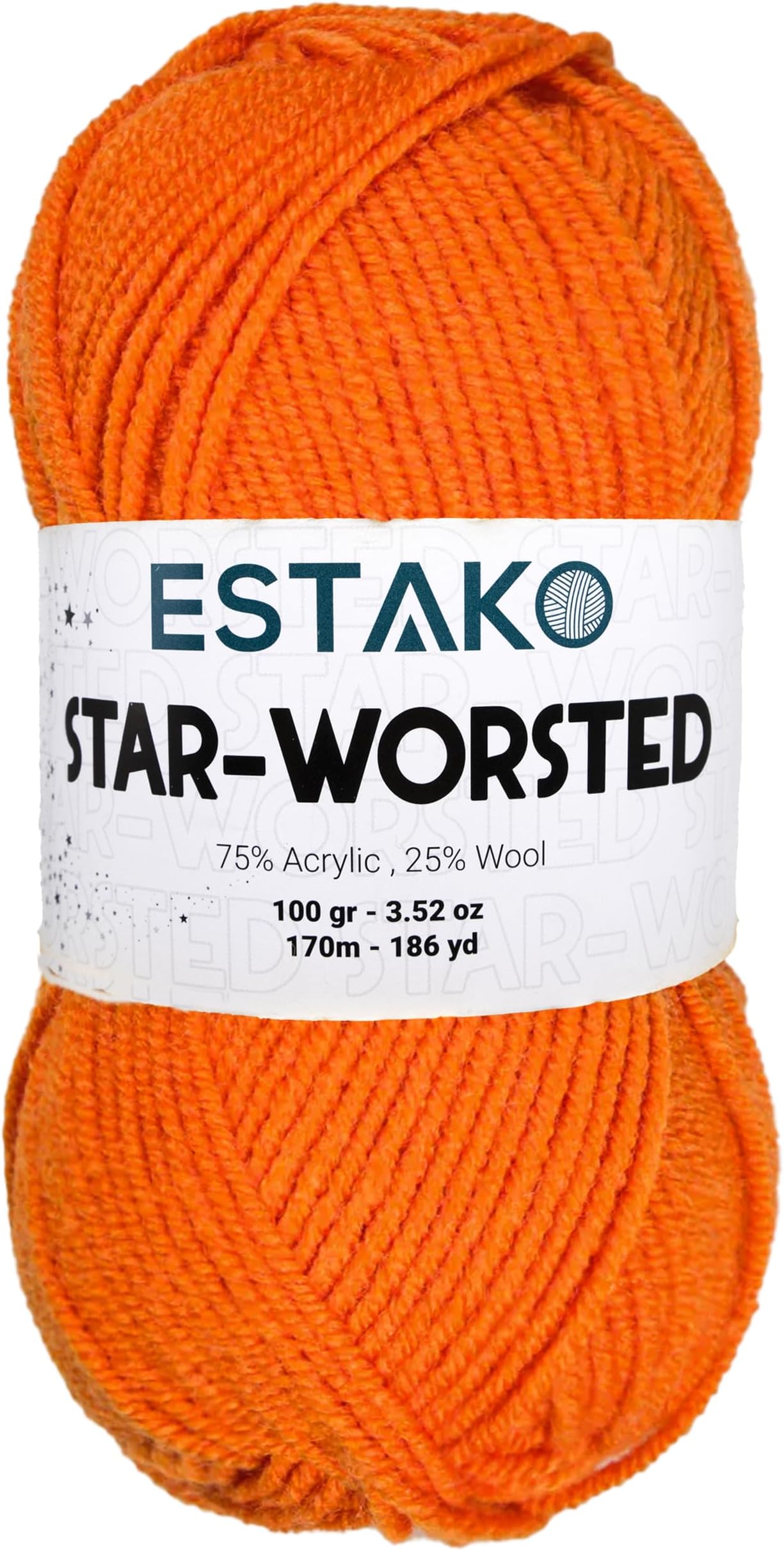 Star-Worsted Yarn - 75% Acrylic 25% Wool - Soft Medium Weight #4-100g (3.52oz) - 170m (186yds) - Crochet & Knitting Yarn (42192 - Orange)
