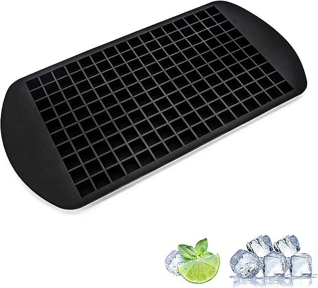 Silicone Ice Cube Tray, 160 Small Square ice Cubes Molds Reusable Flexible Safe Mini Ice Cube Trays Suitable for Freezer Baby Food Water Whiskey Cocktails Milk Juice Chocolate (Black)