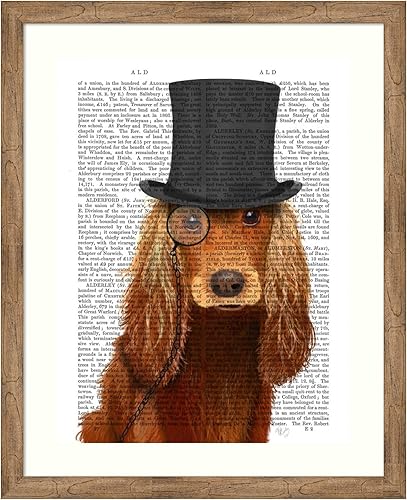 Miniatura 20 de Amanti Art Fab Funky - Impresión artística para pared con marco de madera, diseño de Cocker Spaniel formal Sabueso y sombrero (21.12 pulgadas de