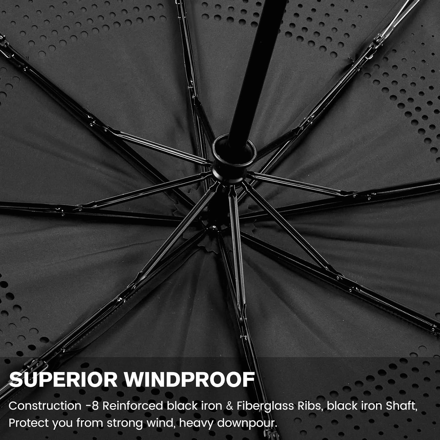 G4Free Windproof Travel Umbrellas for Rain 46inch Double Canopy Automatic Compact Umbrella with Strong Fiberglass Frame and Windproof Cable