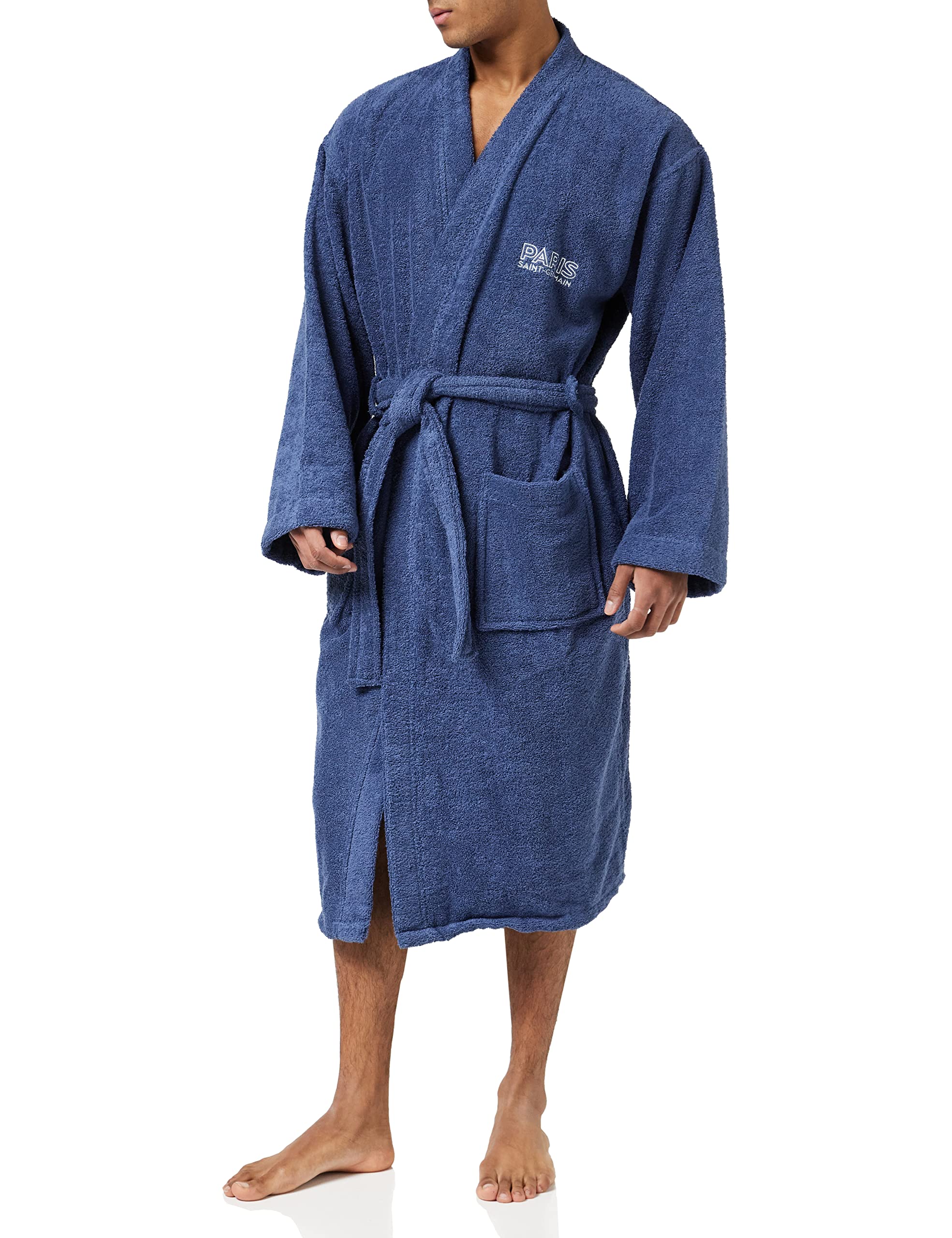 CTI PSG Parisian Adult Bathrobe | 100% Cotton | Oeko-TEX | Size M | Embroidered Man | Blue