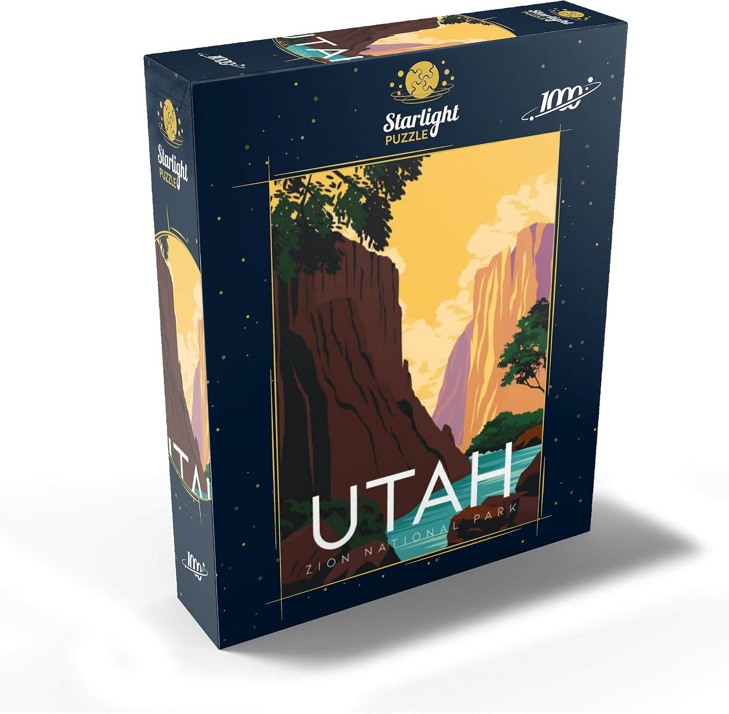 MyPuzzle Zion National Park Utah USA Art Deco Style Vintage Poster Illustration - Premium 1000 Piece Jigsaw Puzzle for Adults