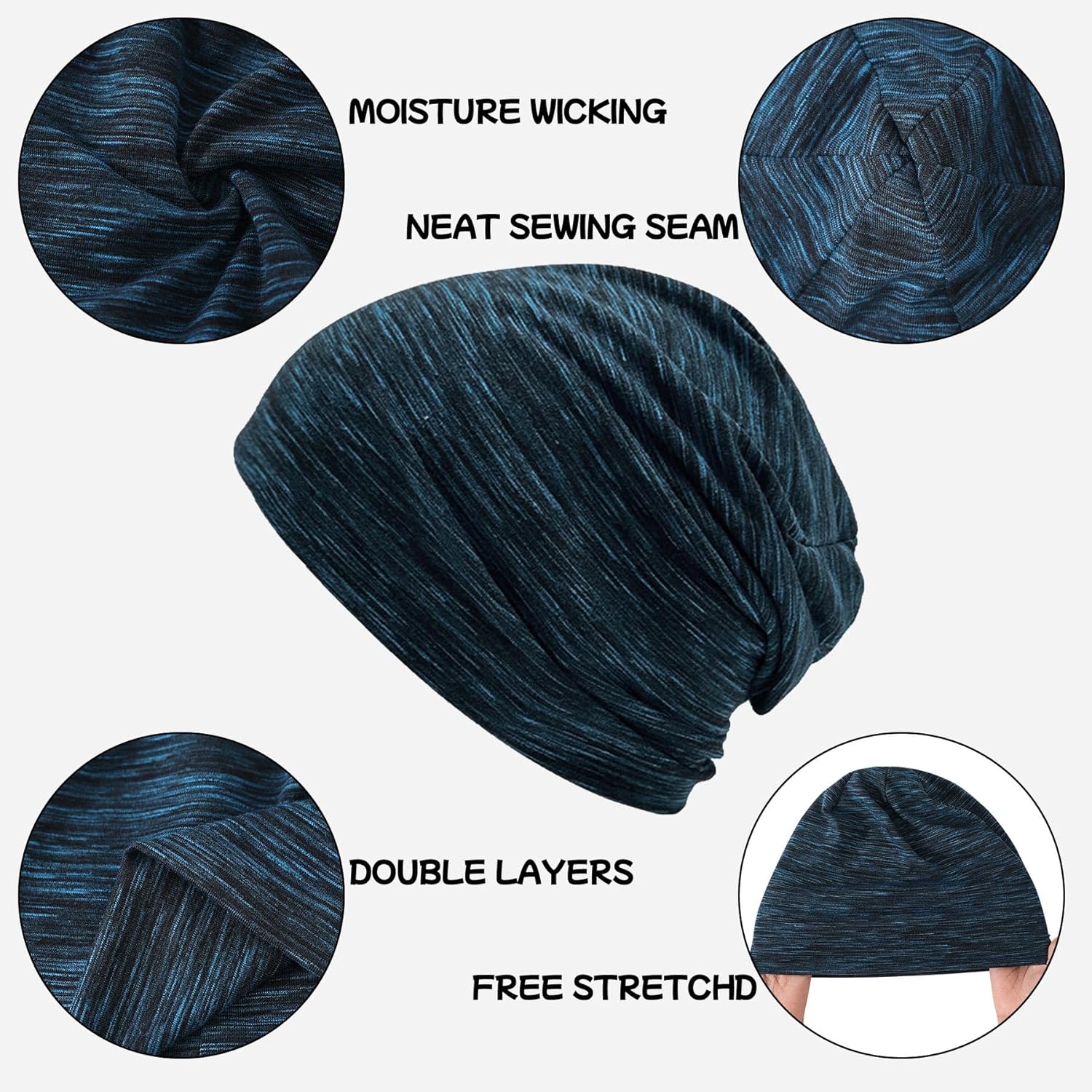 3 Pack Lightweight Slouchy Beanie for Men and Women Soft Cotton Knit Breathable Skull Cap Casual Daily Wear Hijab Undercap - Image 2