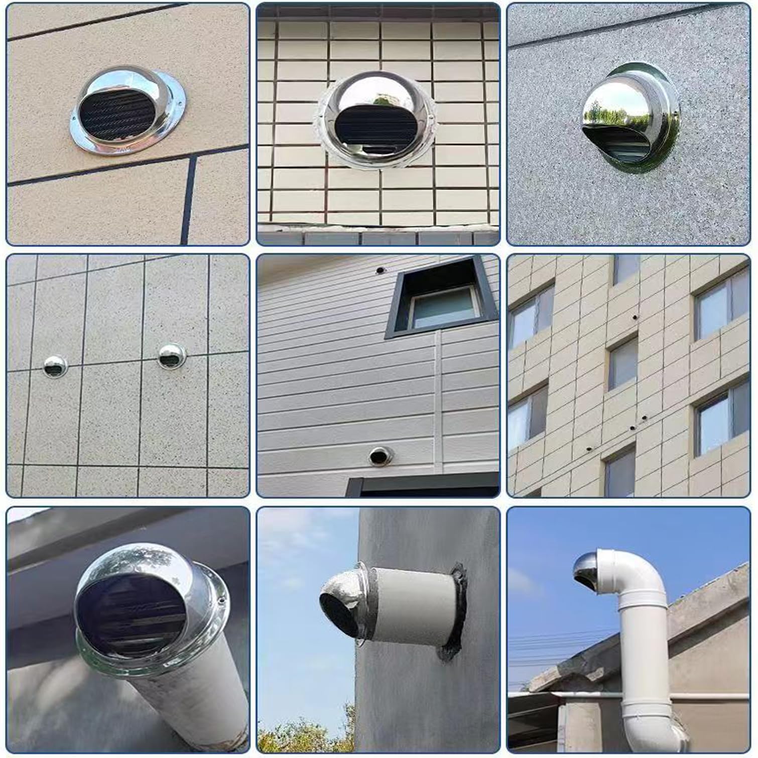Rejilla de ventilación redonda para pared, acero inoxidable 304, cubierta de rejilla de ventilación, válvula de escape de pared externa (100 mm) y diseño elegante