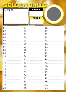 Totally Bonkers - GOLDEN BALLS Fundraising Scratch Cards - 60 SQUARE - A6 148x105mm -10 Pack - TB0043 - Blind Card
