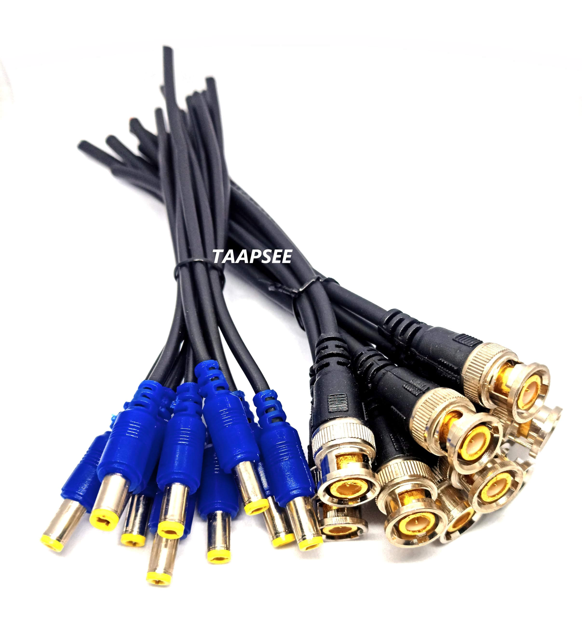 TAAPSEE (10pack 5 Pieces BNC Cable (Black) with Copper Wire and 5 Pieces DC Power Male (Blue) Cables with 2.1mm Connector for Surveillance CCTV Camera-picture-15