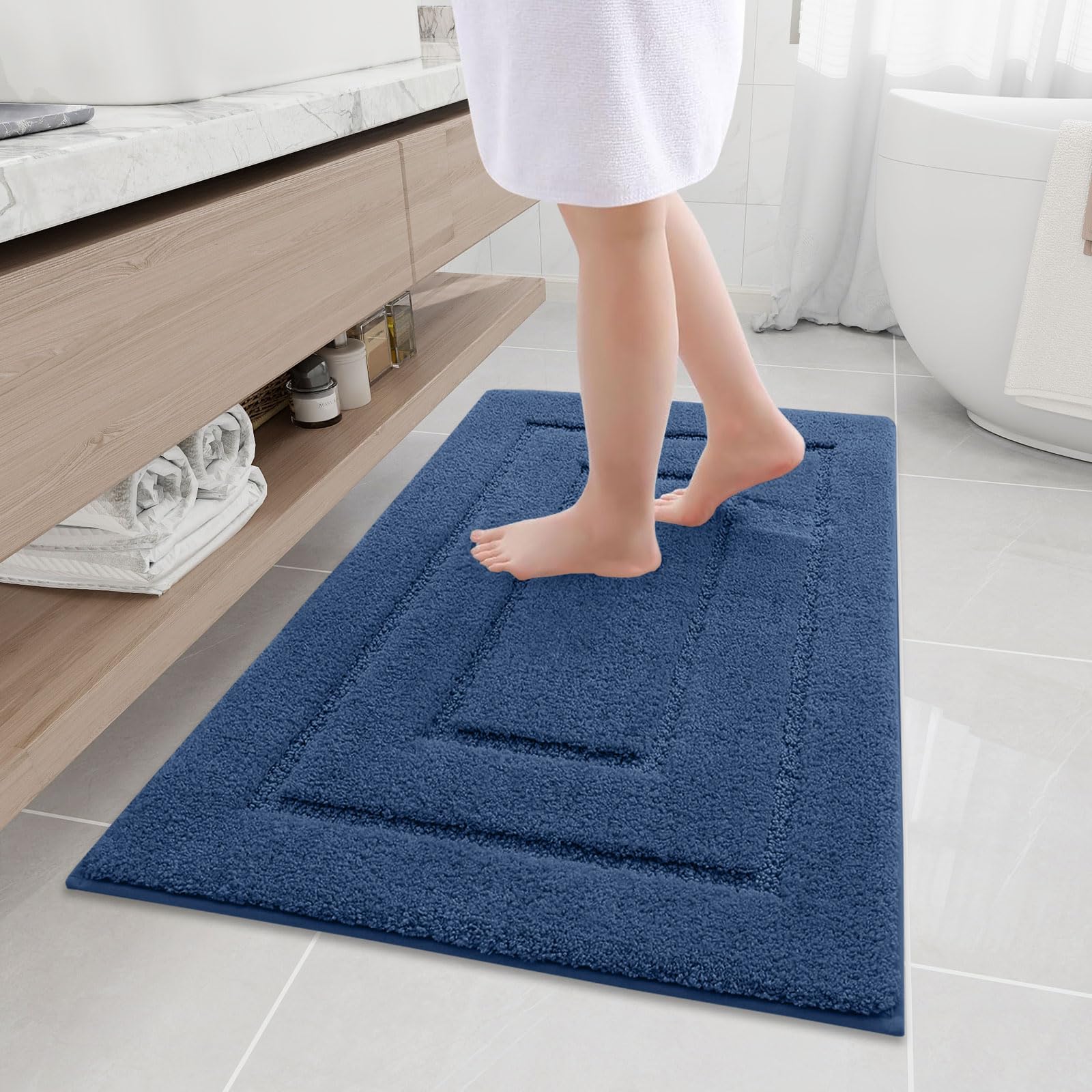 Buganda Bathroom Rugs, 44" x 24", Soft and Absorbent Microfiber Bath Rugs, Non-Slip Shaggy Shower Carpet, Machine Wash Dry Bath Mats for Bathroom